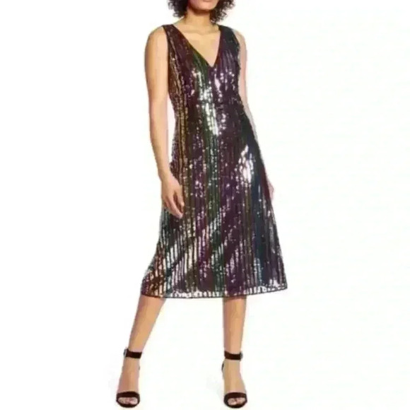 Halogen X Atlantic Pacific Women’s Multi Color Sequin Dress Size Medium - Picture 1 of 13